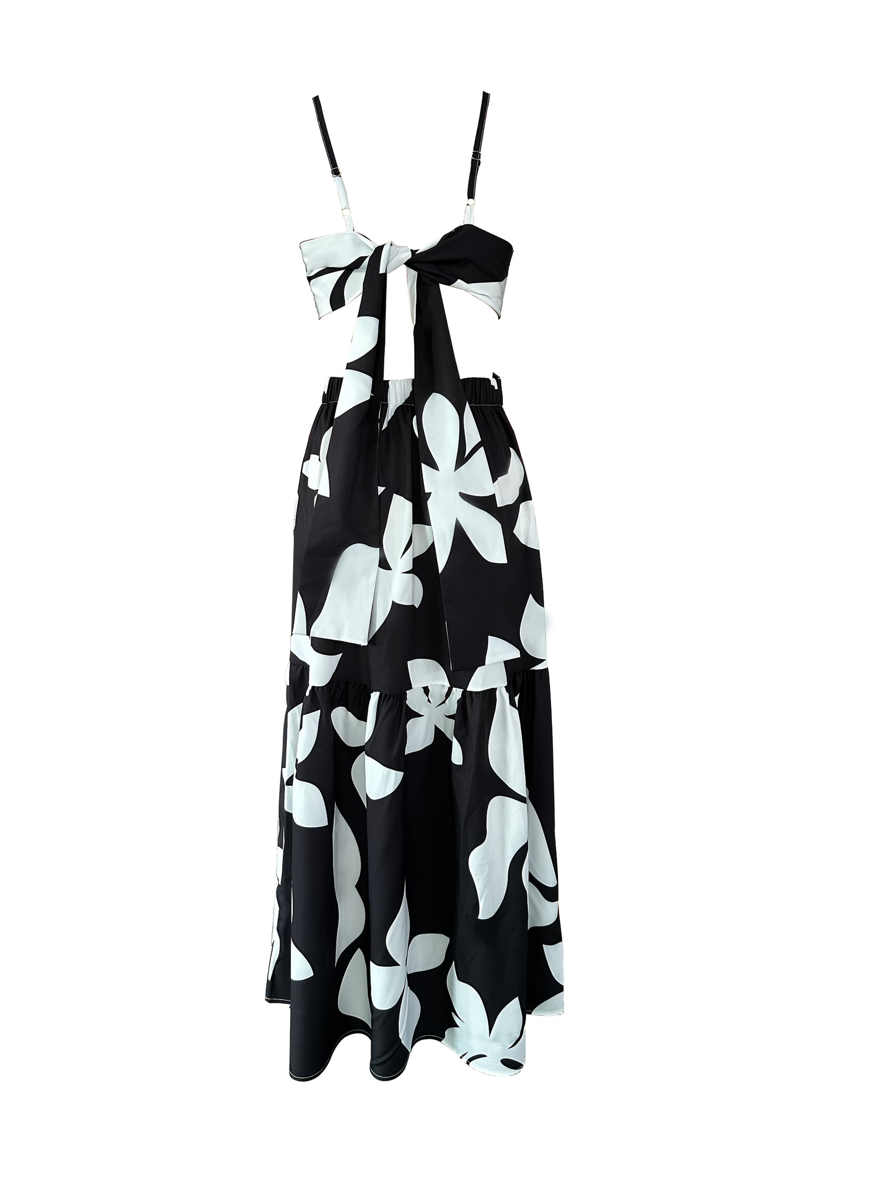 Vestido Estampado Modelo ҒΛRM Decote V com Amarração nas Costas